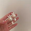 925 Silver Needle Cute Pearl Bunny Baroque Pearl