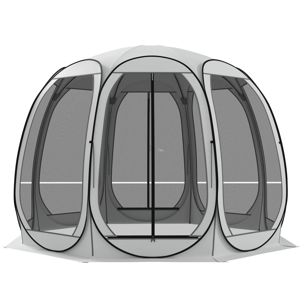 Outsunny 11' x 11.5' Screen Tent, Pop Up Camping Gazebo with Portable Carry Bag and 2 Doors, Cream White