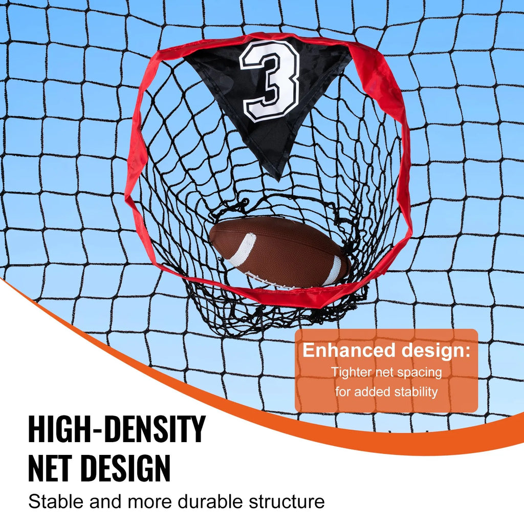 VEVOR 6 x 6 ft Football Trainer Throwing Net, Training Throwing Target Practice Net with 5 Target Pockets, Knotless Net Includes Bow Frame and Portable Carry Case, Improve QB Throwing Accuracy, Red