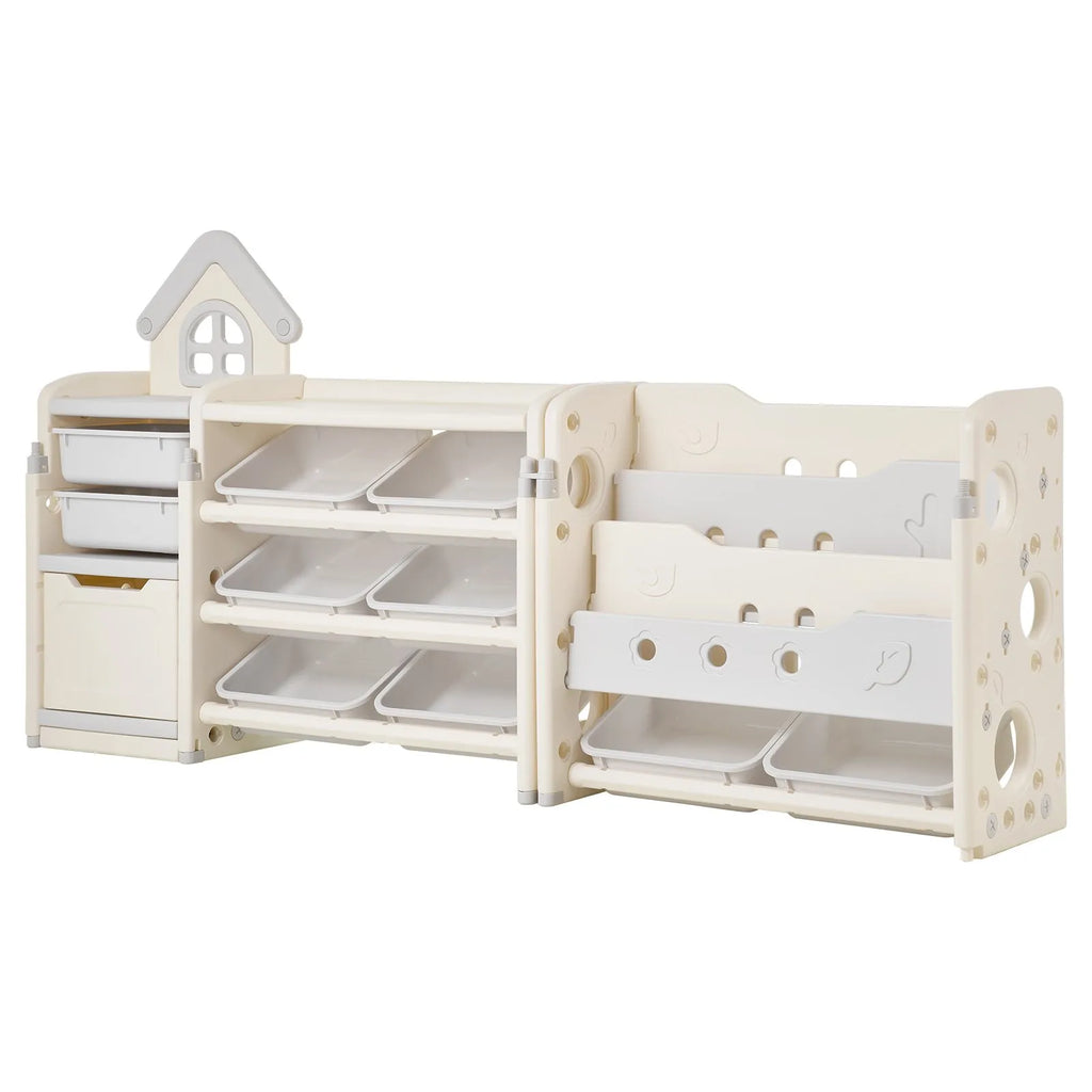 VEVOR  4-Tier Kids Toy Storage with Bookshelf with 10 Movable Plastic Bins