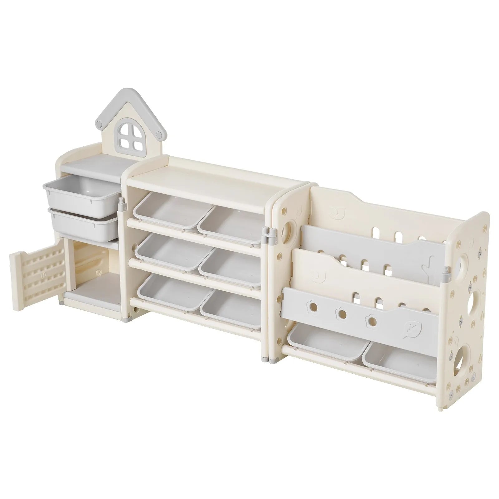 VEVOR  4-Tier Kids Toy Storage with Bookshelf with 10 Movable Plastic Bins