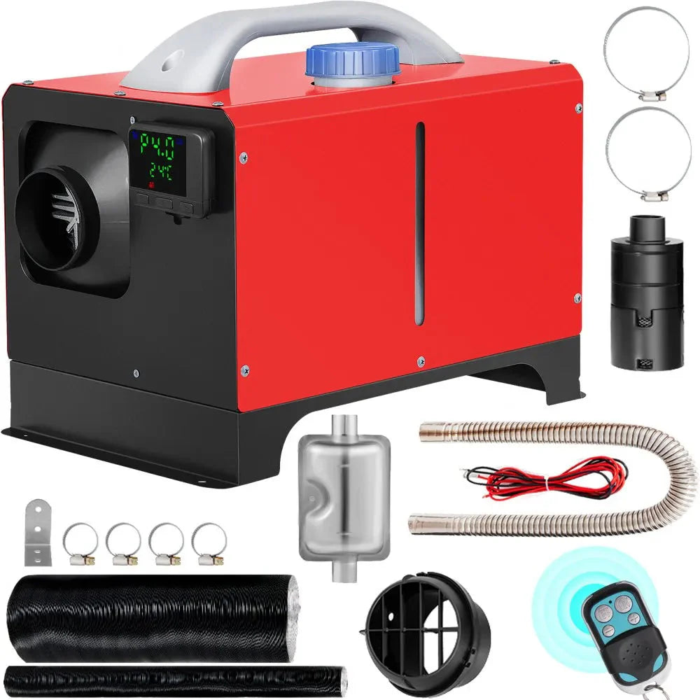 VEVOR Diesel Air Heater 8KW Parking Heater 12V Truck Heater, One Air Outlet, with Black LCD Switch, Remote Control, Fast Heating Compact Diesel Heater, For Car, RV Truck, Boat, Campervans, Caravans