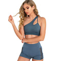 Women’s Yoga Clothing Set – Sexy Back Fitness Sports Bra & Peach Hip Shorts