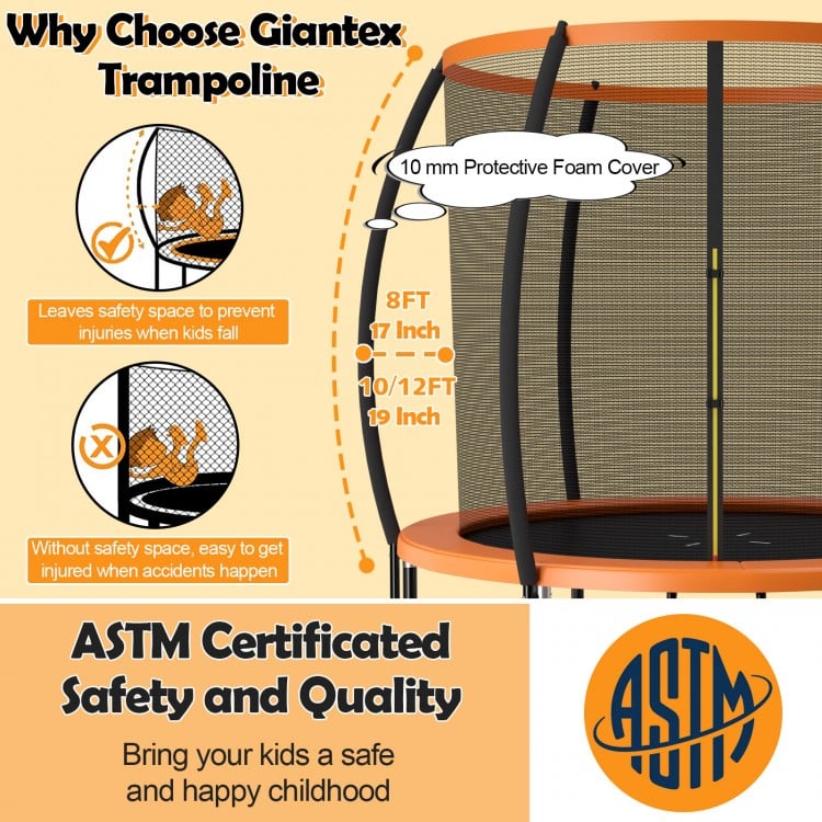 10 Feet ASTM Approved Recreational Trampoline with Ladder