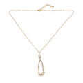 Hammered Oval Pendant With Pearl On Chain In Gold Plate