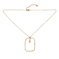 Hammered Rectangle With Pearl Pendant In Gold Plate