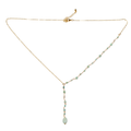 Amazonite & Glass Bead Delicate Drop Necklace In Gold Plate