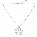 Open Flower Pendant On Ball Chain - Silver Plate