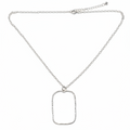 Hammered Rectangular Pendant On Simple Chain - Silver Plate