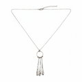Beaten Triple Long Tear Drop Necklace - Silver Plate