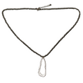 Hammered Oval Pendant On Ball Chain - Silver Plate