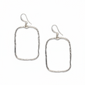 Hammered Rectangular Earrings - Silver Plate
