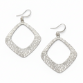 Textured Diamond Shaped Earrings - Silver Plate