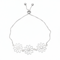 Adjustable Triple Flower Bracelet In Silver Plate