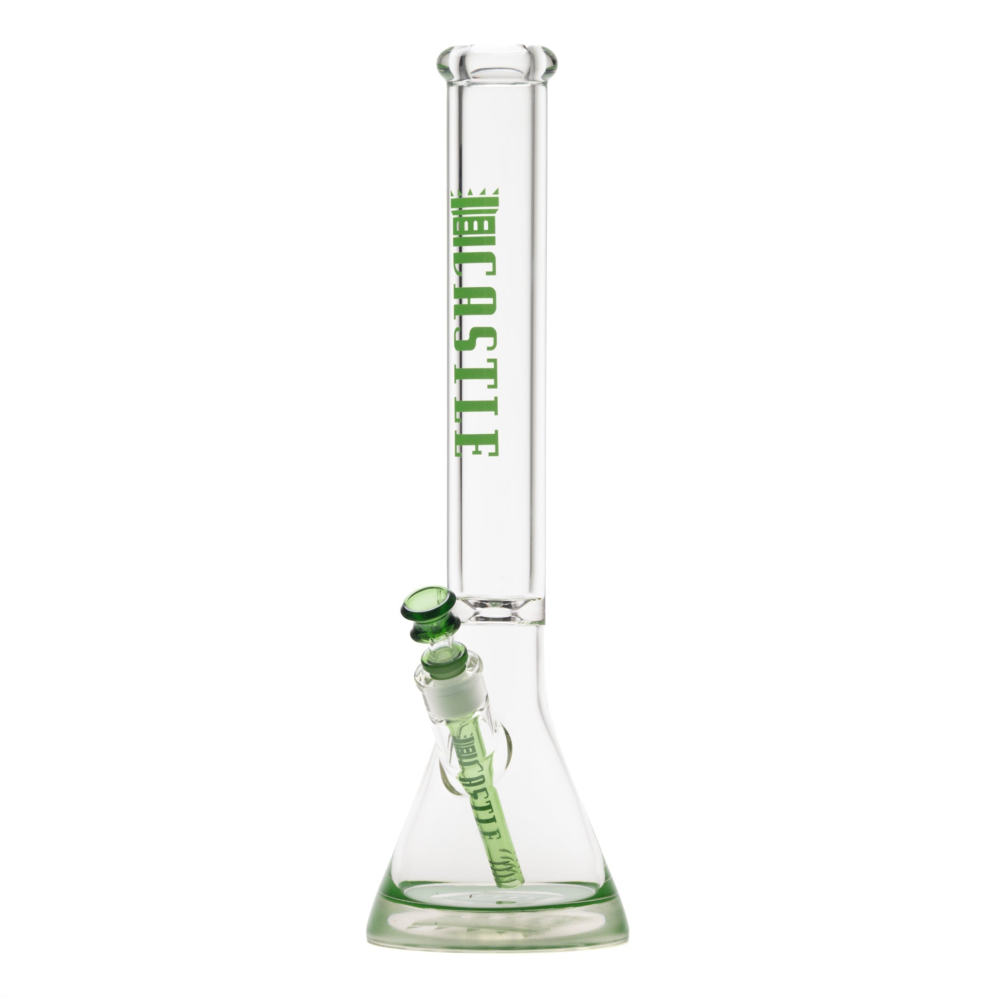 18" 9mm Thick Glass Beaker Bong with Colored Logo