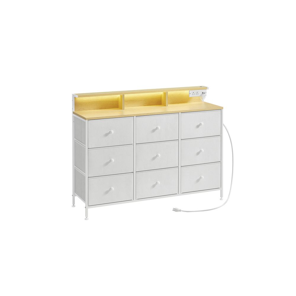 SONGMICS Storage Organizer with 9 Fabric Drawers and LED Lights