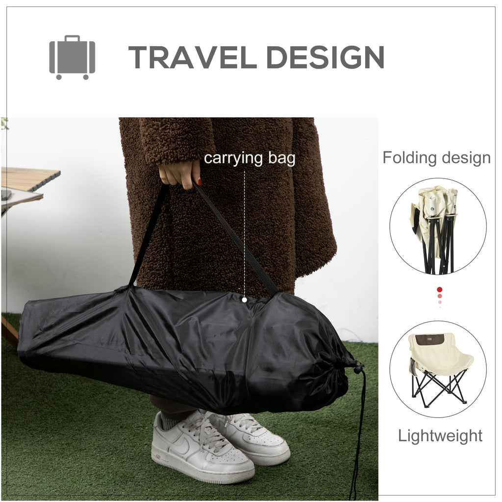 Outsunny Folding Camping Chair Lightweight Portable Chair for Outdoor Hiking Backpacking with Carry Bag Side Pocket White