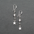 Silver Plate Double Drop Star Charm Earrings