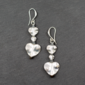 Silver Plate Double Drop Heart Earrings