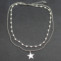 Silver Plate Double Strand Star Charm Necklace