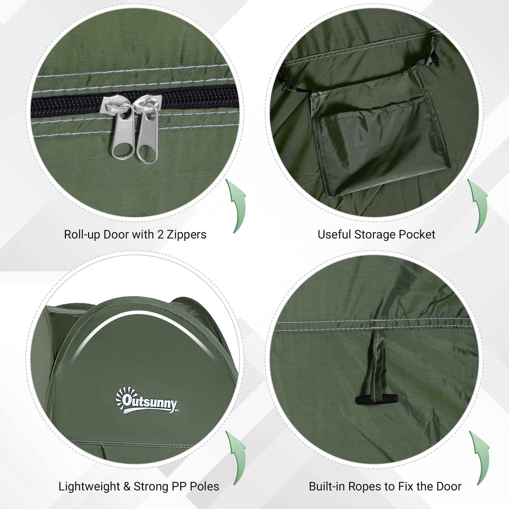 Outsunny Portable Pop Up Camping Shower Tent Dressing Changing Privacy Shelter Green