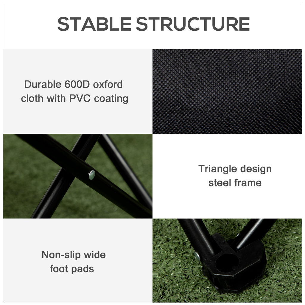 Outsunny Folding Camping Chair Lightweight Portable Chair for Outdoor Hiking Backpacking with Carry Bag Side Pocket Black