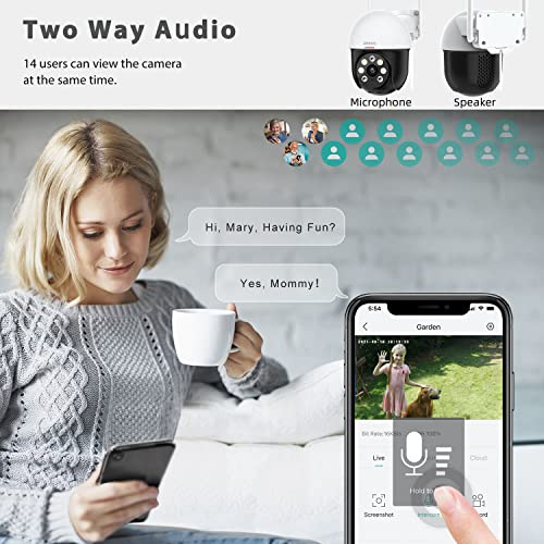 2K Security Camera Outdoor with Motion Tracking & Detection
