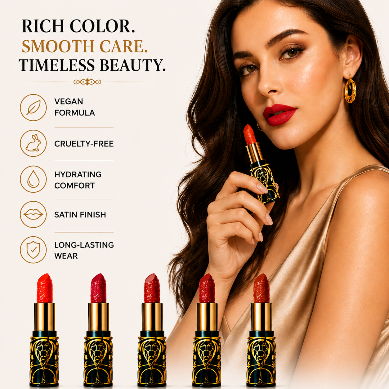 Soft Mist Satin Lipstick Set – 5 Vegan Shades