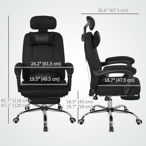 Brady Ergonomic Executive High Back Office Chair with Footrest and Lumbar Support-Black