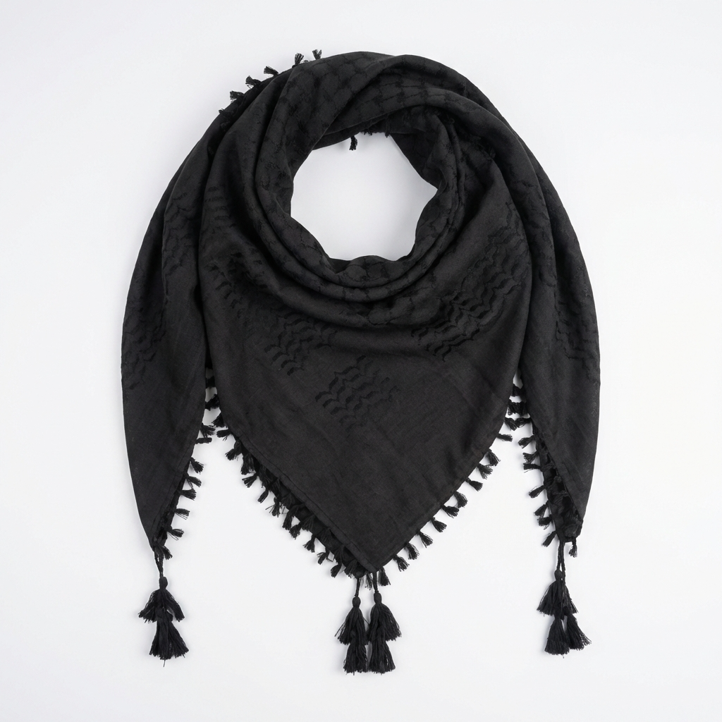 All Black Kufiya (Keffiyeh) | Made in Kashmir