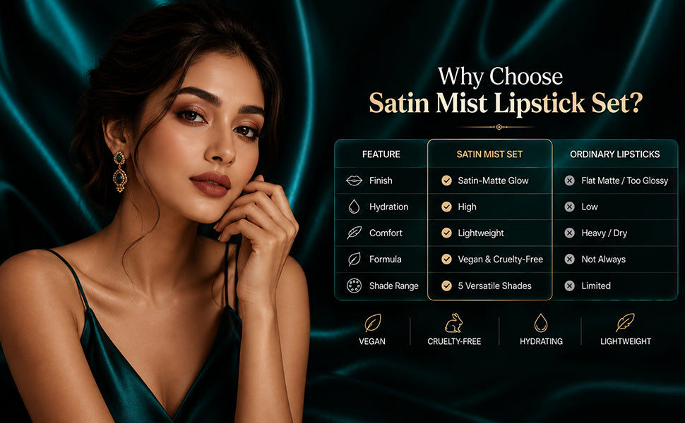 Soft Mist Satin Lipstick Set – 5 Vegan Shades
