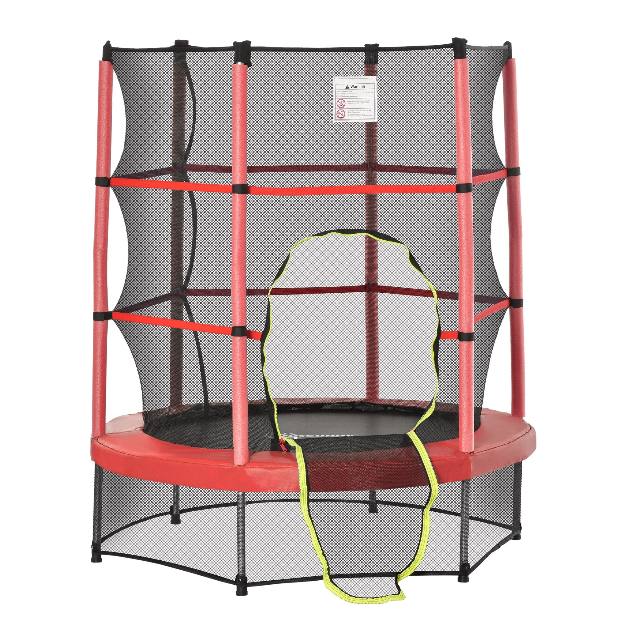 Outsunny 55" Kids Trampoline with Enclosure Net for Indoor/Outdoor, Trampoline for Boys and Girls Age 3-6 Years, Red