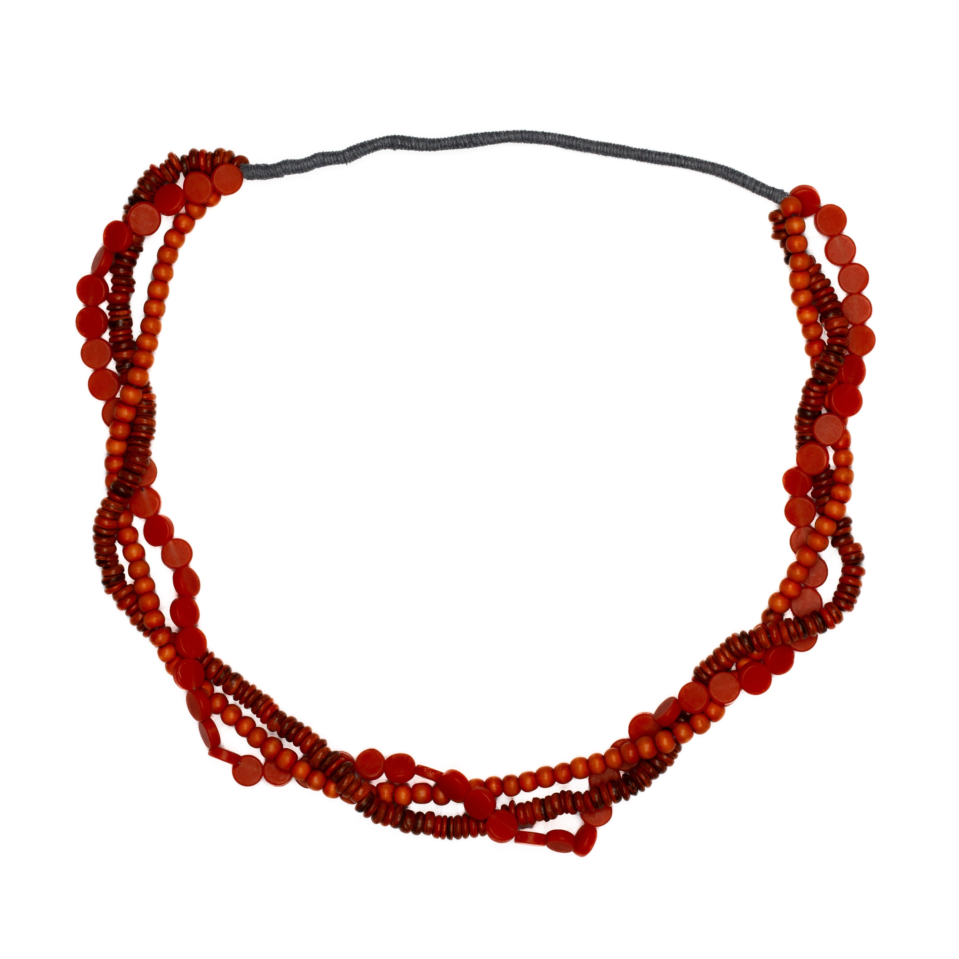 Triple Strand Wood & Resin Necklace