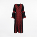 Kids Palestinian Thobe Traditional Dress | Black with Red Tatreez Embroidery – Sizes Toddler to Youth