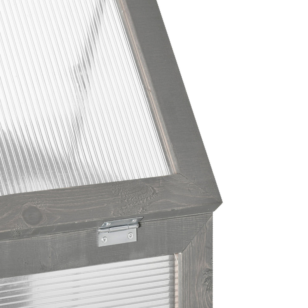 Outsunny 2 Tier Wooden Cold Frame Grow Box: Polycarbonate Portable Garden Grow House, Dark Gray