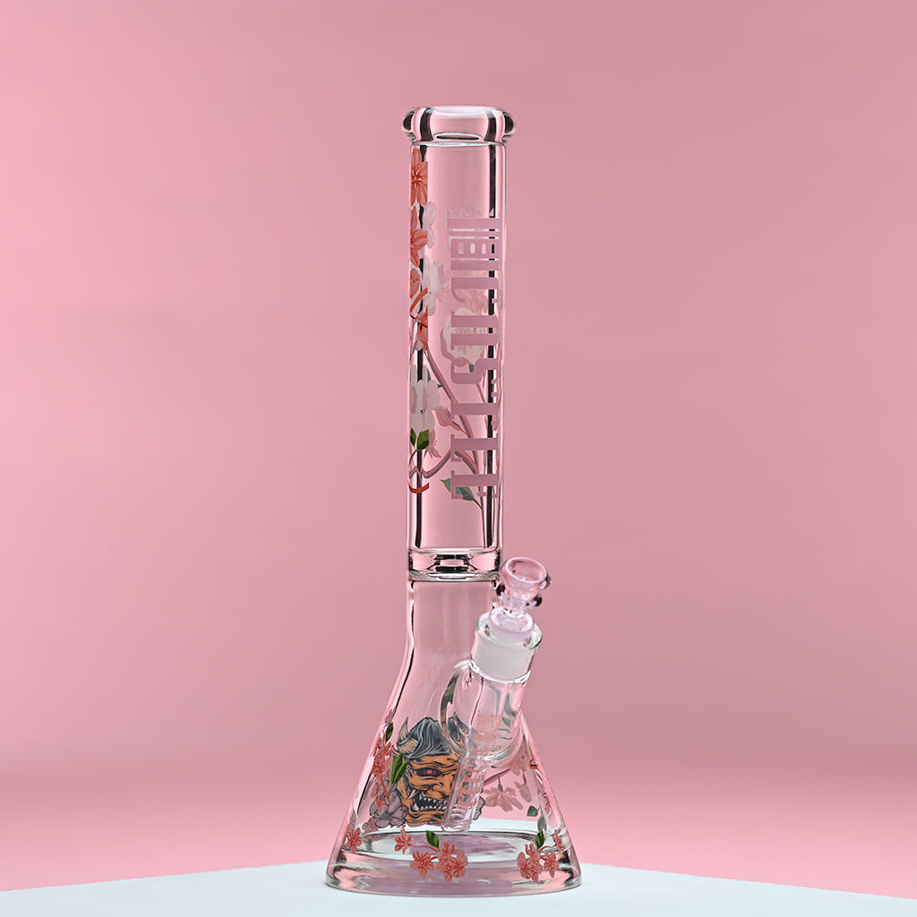 16" Cherry Blossom Beaker Bong - 9mm Thick Glass