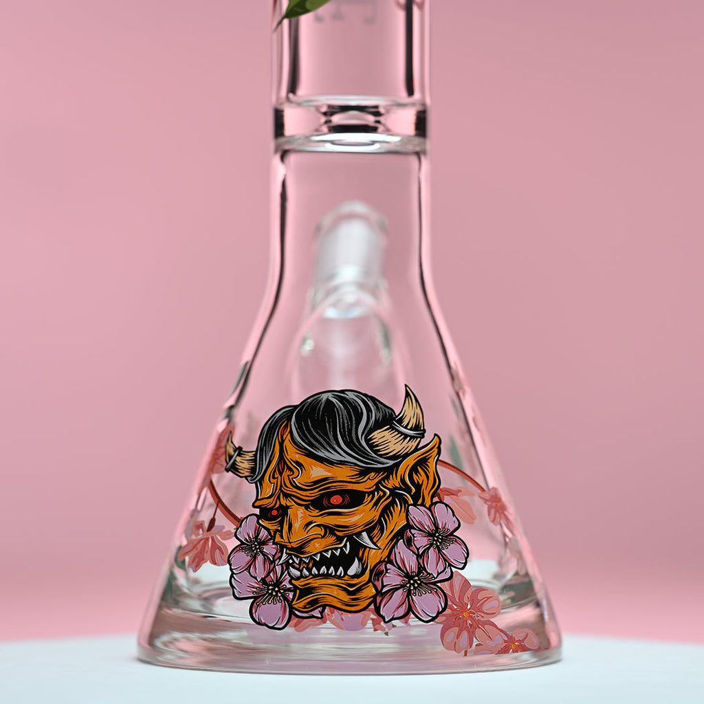 16" Cherry Blossom Beaker Bong - 9mm Thick Glass