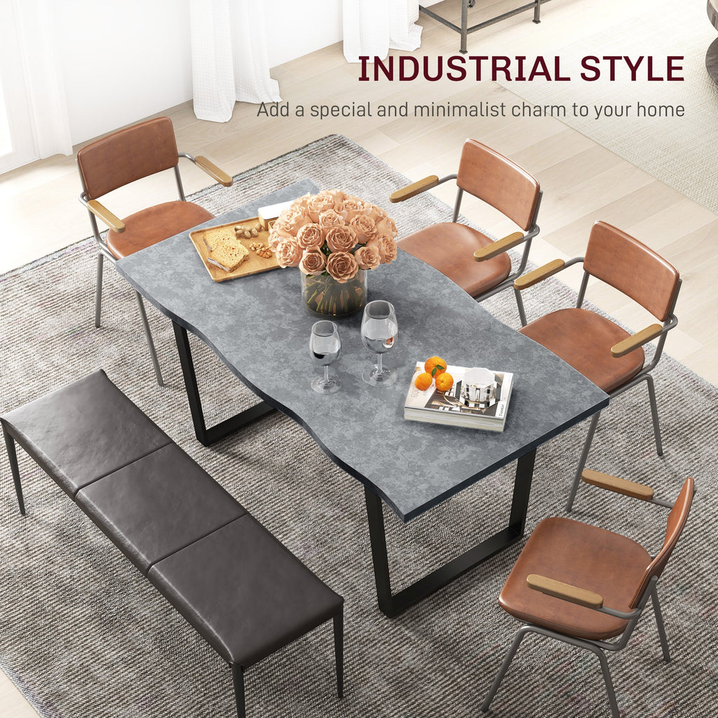 Ashton 63" Dining Table with Wave-edged Tabletop and Steel Legs-Cement Grey