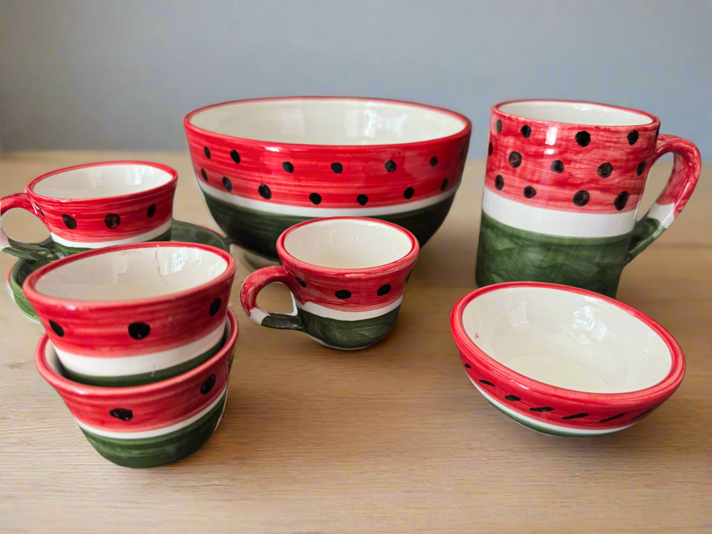 Watermelon Bowls | Large & Small – Hand-Painted Palestinian Ceramic | Made in Jordan