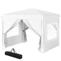 Outsunny 10' x 10' Pop-Up Canopy Tent with Sidewalls, Height-Adjustable, Carry Bag Included, for Outdoor, Garden, Patio, White