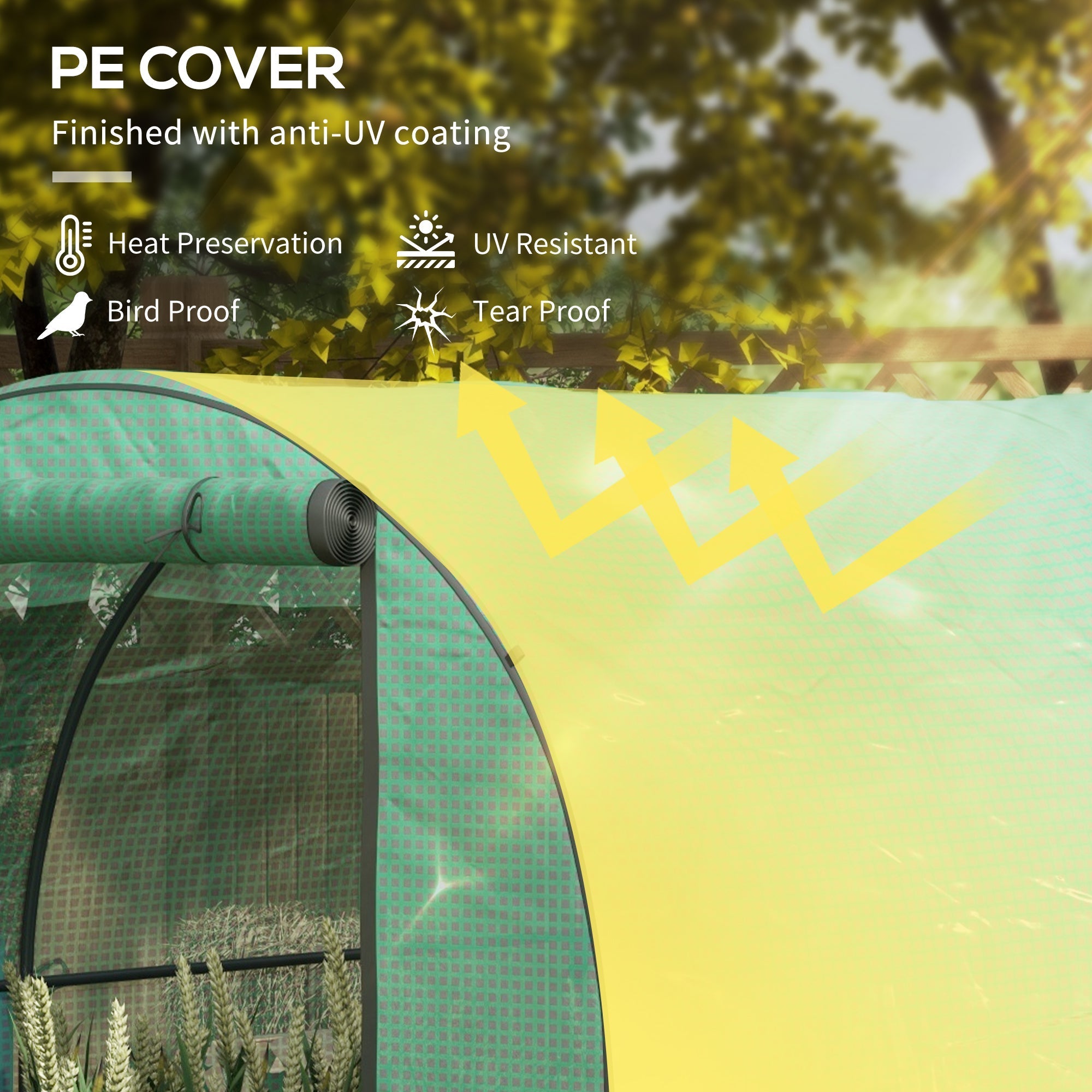 Outsunny Polytunnel Grow Haven: 6.6x10x6.6FT Walk-In Grow House with Plastic Cover, Door Mesh Window Steel Frame
