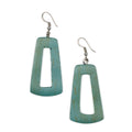 Tinted Wood Rectangular Hoop Earring