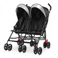 Foldable Twin Baby Double Stroller Ultralight Umbrella Kids Stroller-Black