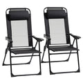 Outsunny Dual Camping Delight: Double Foldable Reclining Camping Chairs with Headrest, Black