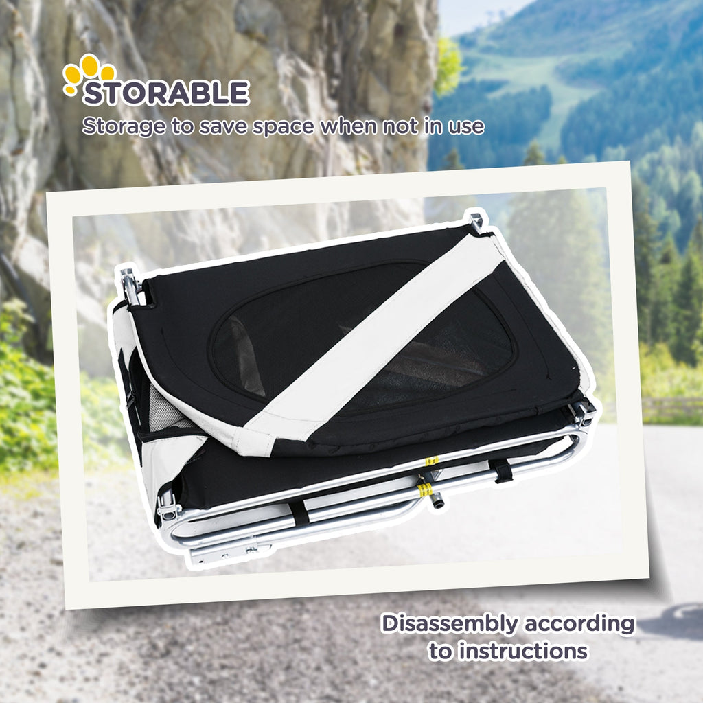 Aosom Foldable Dog Bike Trailer Pet Cart Wagon Safety Anchor Black