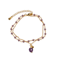 Amethyst & Glass Bead Bracelet In Gold Plate