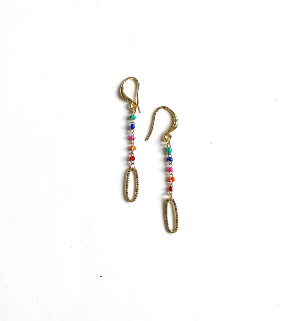 Long Chainlink Earrings with Enamel