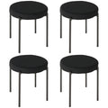 Noel Backless Round Dining Stools-Set of 4 with Metal Legs-Black