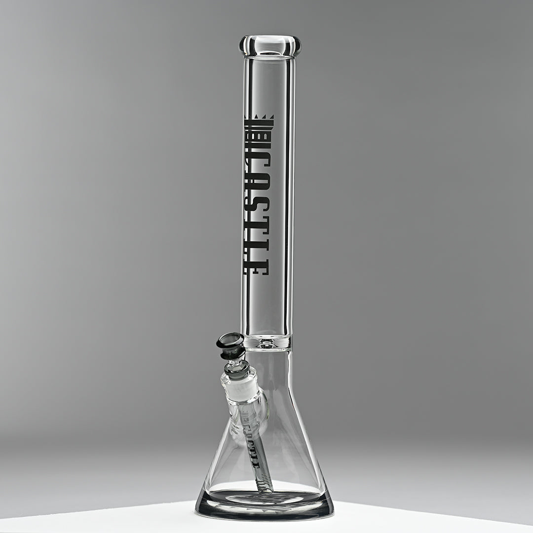 18" 9mm Thick Glass Beaker Bong with Colored Logo