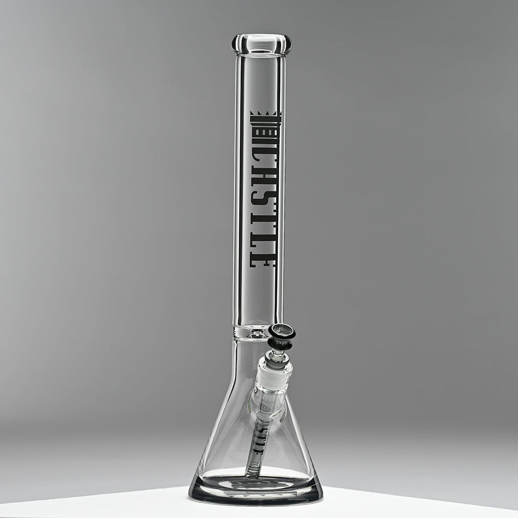 18" 9mm Thick Glass Beaker Bong with Colored Logo
